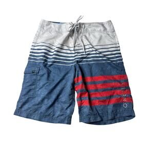 O'Neil Men’s Boardshorts Swim Bottoms Trunks Blue White Red Size 32